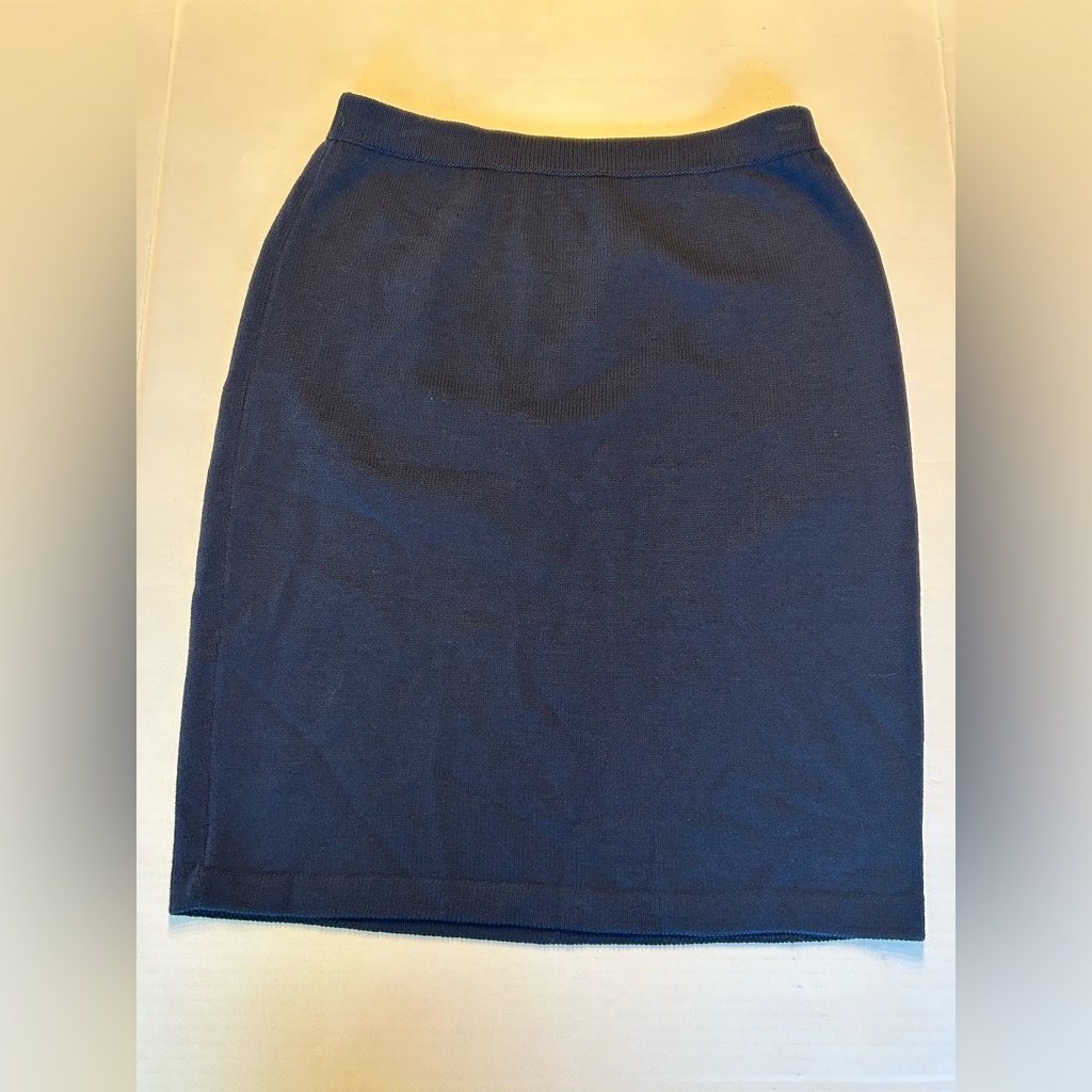 St John Collection Santana Knit Pencil Skirt In Navy Blue Size 8
